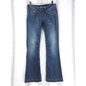 MISS SIXTY Jeans Y2K Womens 26x31 Low Rise Wide Leg Flared Denim Distressed Blue